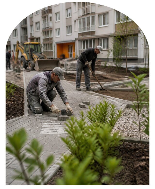 Благоустройство двора многоквартирного дома в Кронштадте
